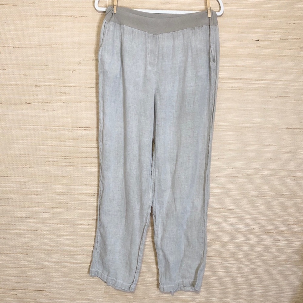 Tempo Paris Beige Linen Shorts Lined Boho Lagenlook Straight Leg Pants sz Large